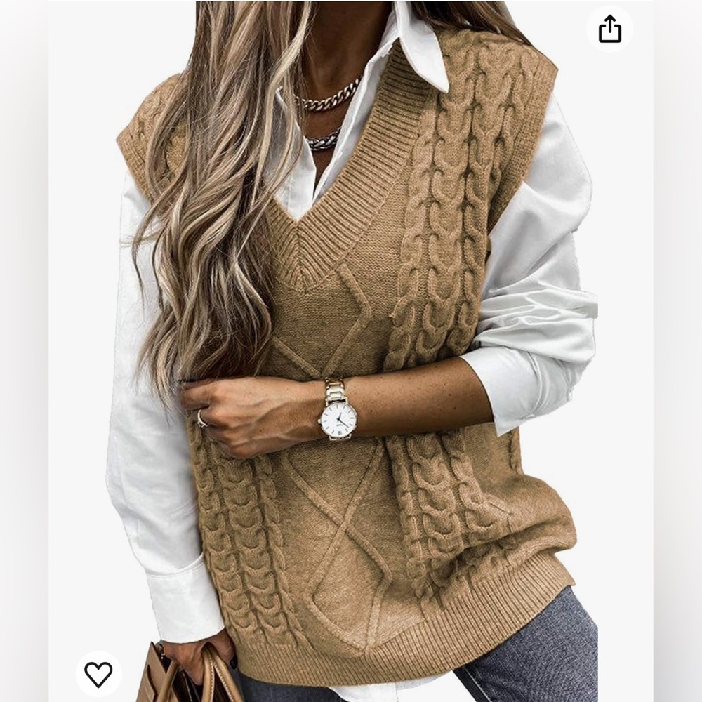 EVALESS Oversized V Neck Sleeveless Sweater Vest